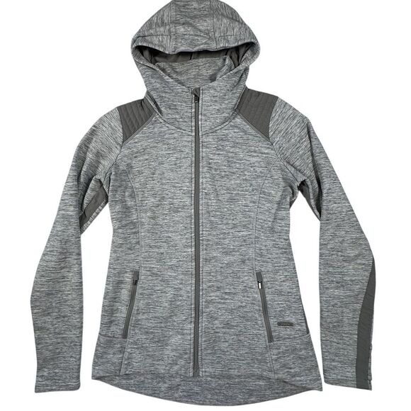 Athleta Stronger Full Zip Hoodie Heather Gray Women's S Fleece Lined Athleisure - Picture 2 of 11